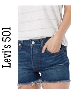 LEVI'S 501 Cut Off Denim Jean Shorts 28W.